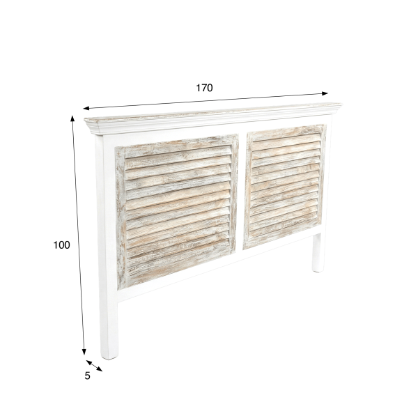 Tête de lit en bois blanc et persiennes 160 cm - Sea side