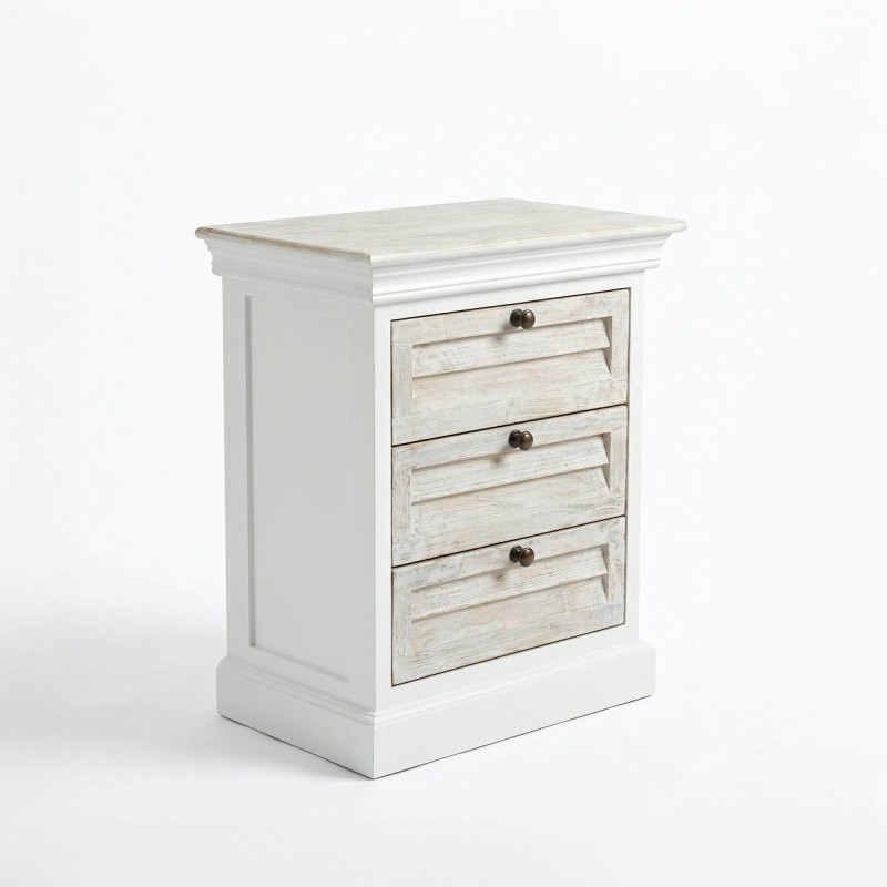 Table de nuit blanche en bois massif - Sea side