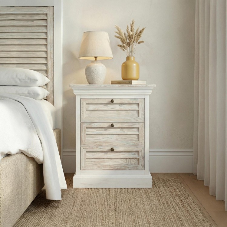 Table de nuit blanche en bois massif - Sea side