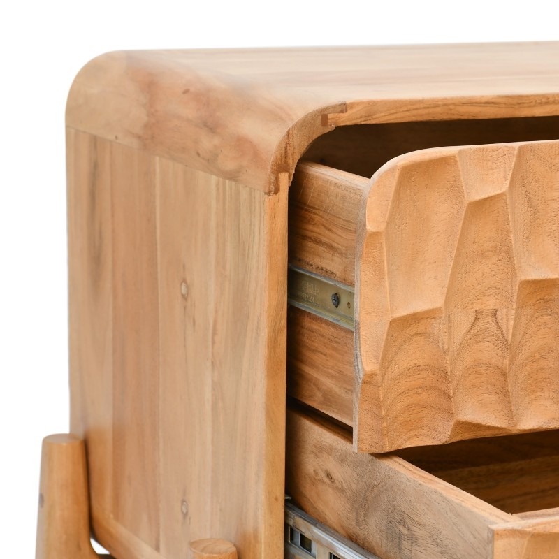 Table de chevet moderne en bois massif d'acacia - Naoki