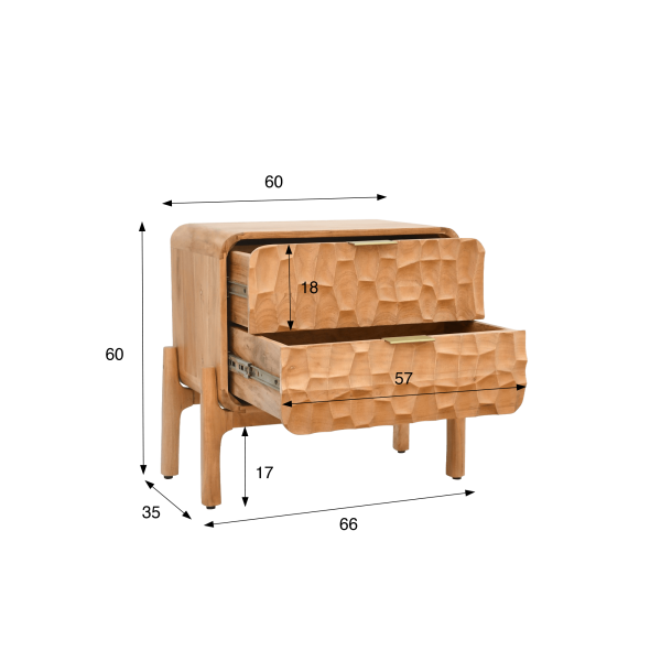 Table de chevet moderne en bois massif d'acacia - Naoki