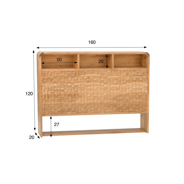 Tête de lit design en bois massif d'acacia 160 cm - Naoki