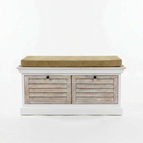 Banc d'entrée avec rangement en bois blanchi - Sea side