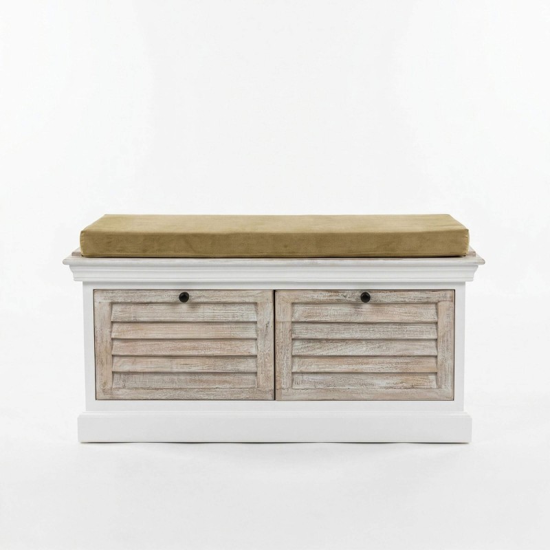 Banc d'entrée avec rangement en bois blanchi - Sea side