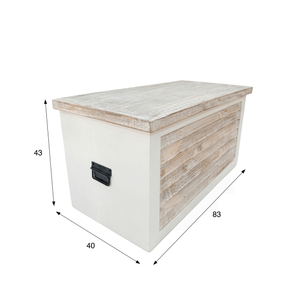 Coffre de rangement en bois blanc - Sea side