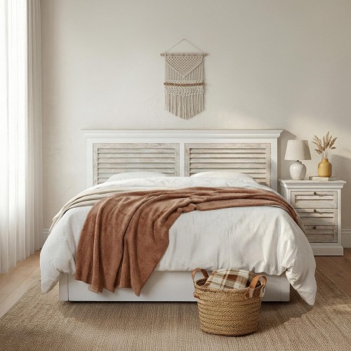 Tête de lit en bois blanc...