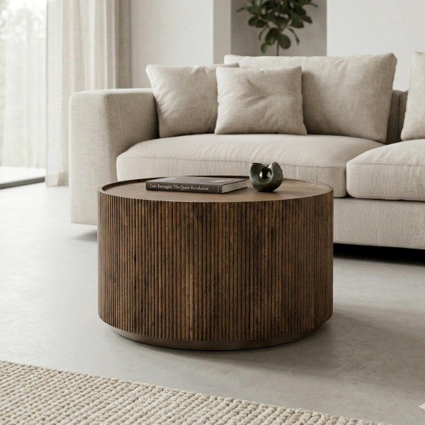 Table basse ronde en bois massif - Sepia