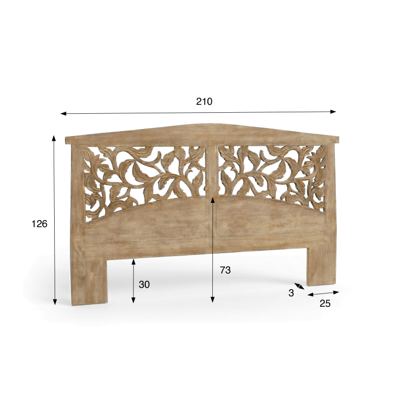 Tête de lit en bois massif sculpté 200 cm - Galea