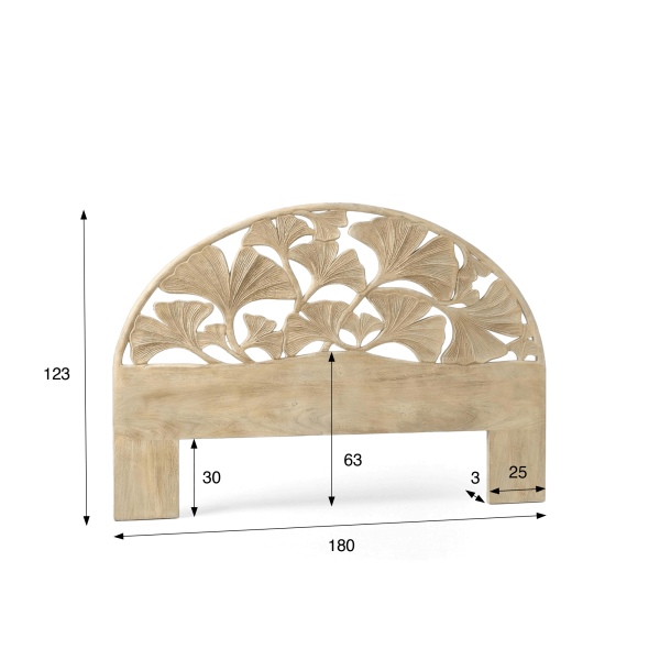 Tête de lit en bois massif d'acacia sculpté 180 cm - Valena