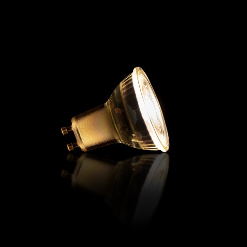 Ampoule spot halogène LED dimmable, verre transparent [GU10]