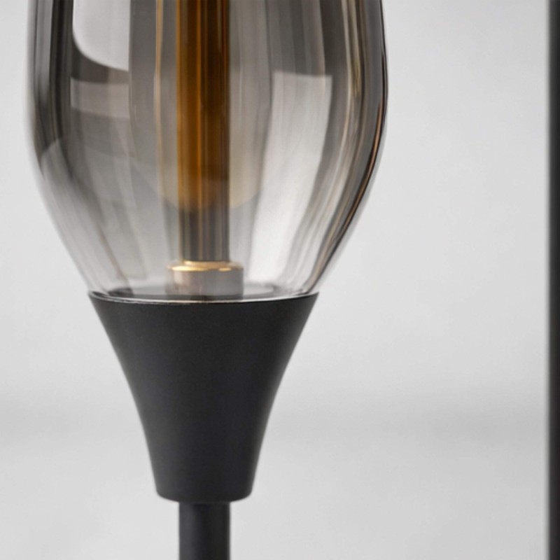 Lampadaire design en métal noir avec abat-jour en verre ambré - Barton