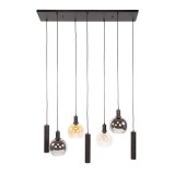 Luminaire en suspension avec abat-jour en verre et métal noir - Sfera
