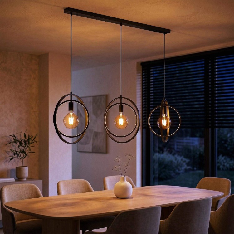 Luminaire en suspension industriel en métal noir - Altis