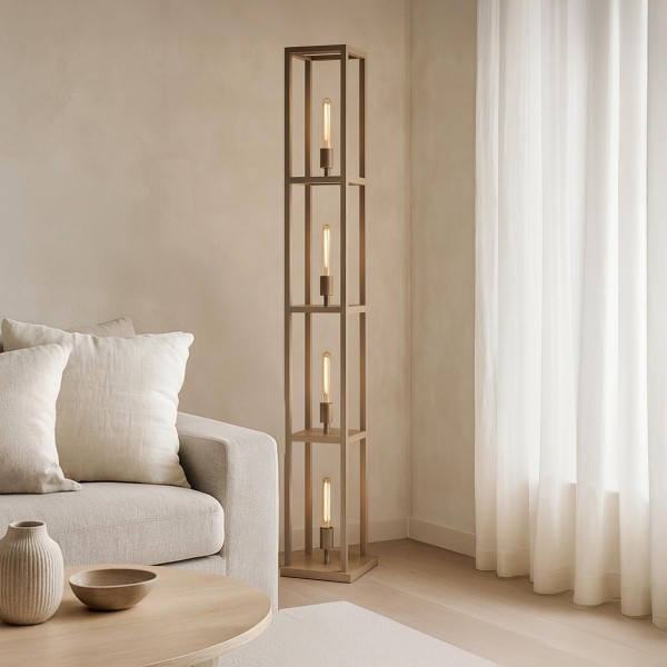 Lampe sur pied de salon en métal avec éclairage LED style industriel - Strukt