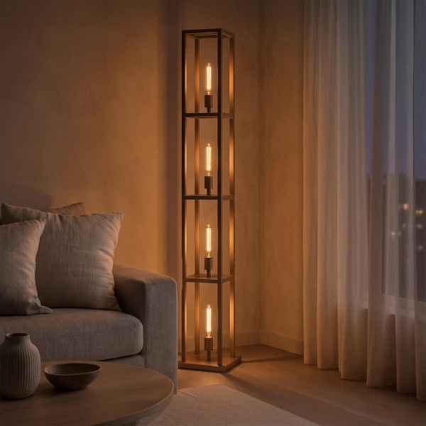 Lampe sur pied de salon en métal avec éclairage LED style industriel - Strukt