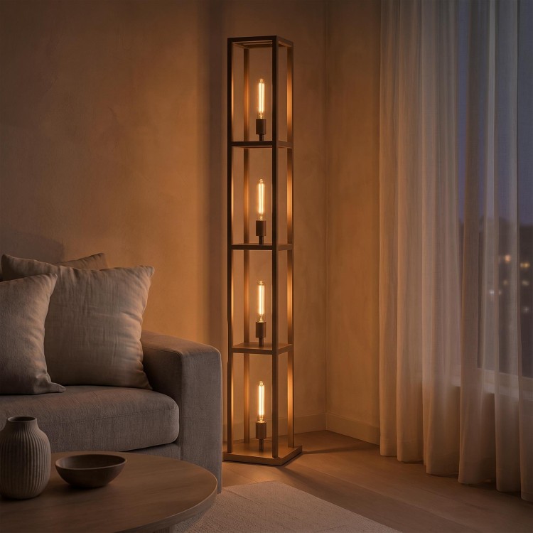 Lampe sur pied de salon en métal avec éclairage LED style industriel - Strukt