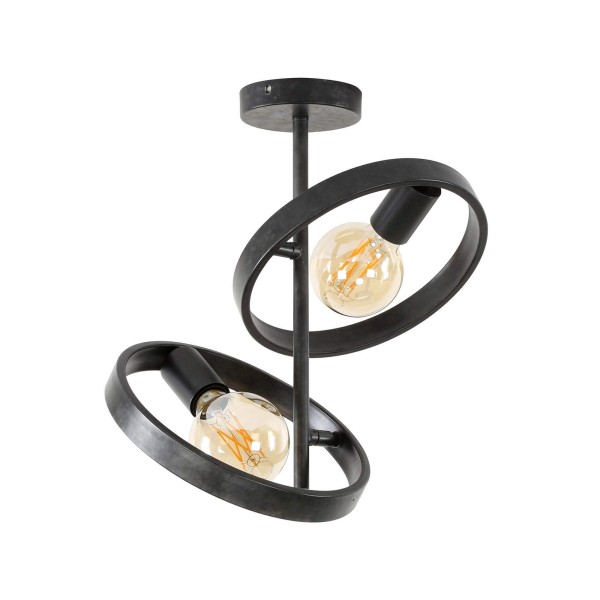 Plafonnier industriel en métal noir - Huxley