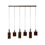 Luminaire en suspension en métal brun et verre fumé - Zenton