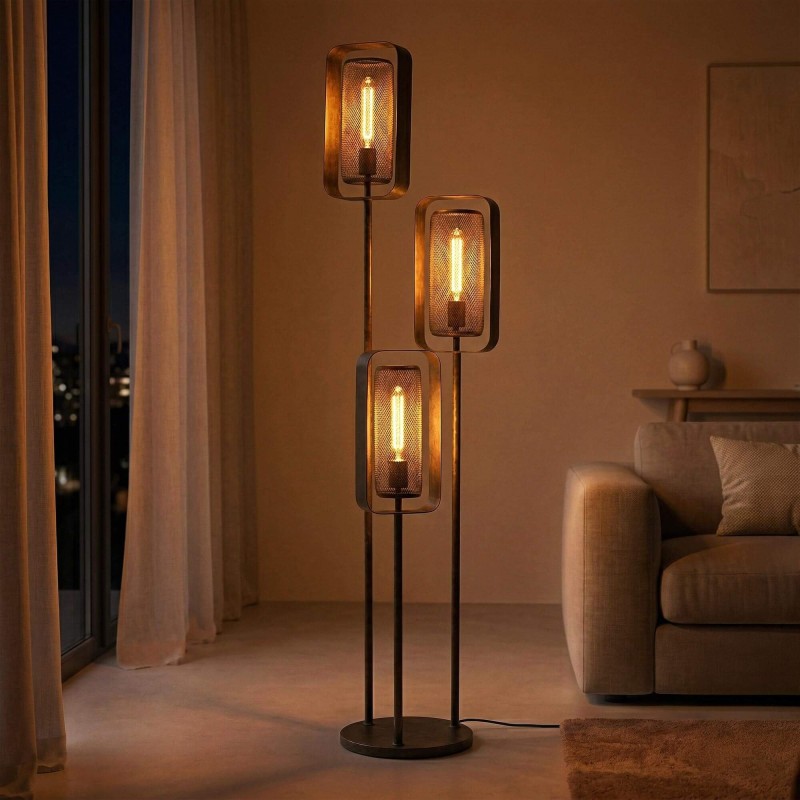 Lampadaire de salon en métal style industriel - Mesh Rotate