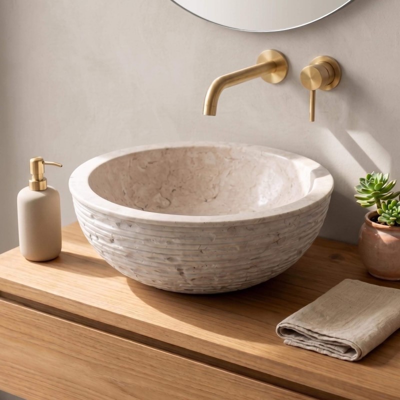 Vasque de salle bain à poser en pierre - Baskom