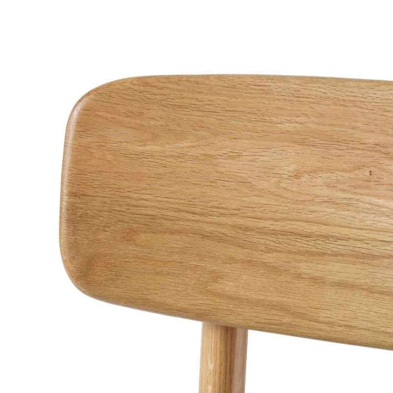 Chaise de salle à manger en chêne naturel et tissu gris - Lima