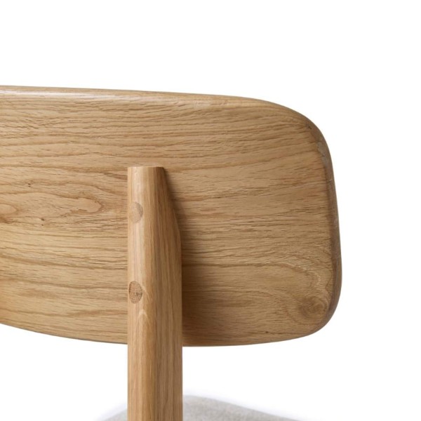 Chaise de salle à manger en chêne naturel et tissu gris - Lima