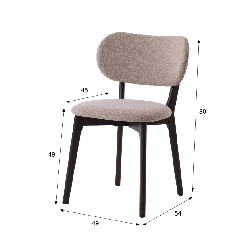 Chaise de salle à manger en bois de chêne et tissu taupe - Stilo