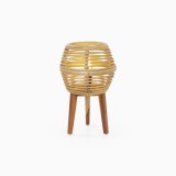 Lampe à poser en rotin et bois de teck - Yumi