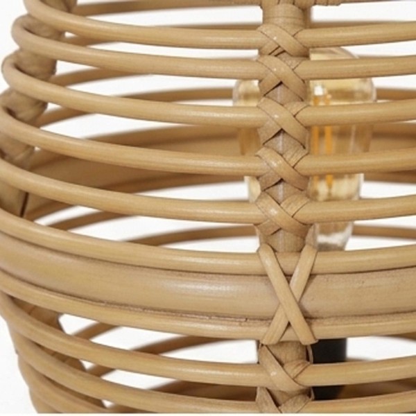 Lampe à poser en rotin et bois de teck - Yumi