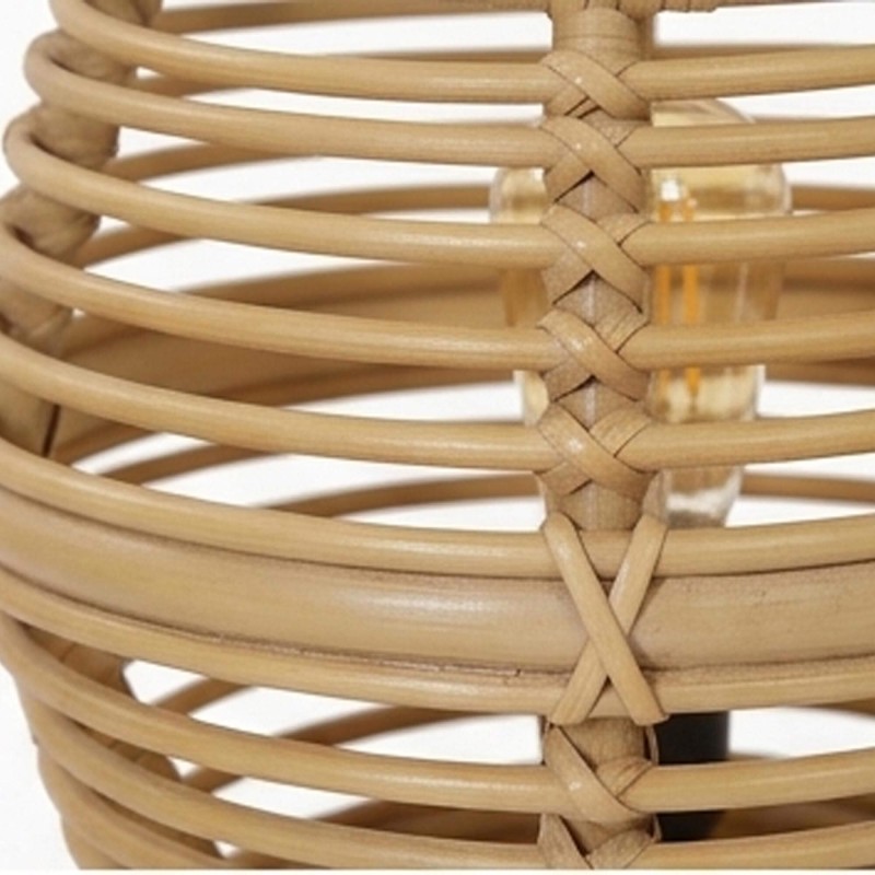 Lampe à poser en rotin et bois de teck - Yumi