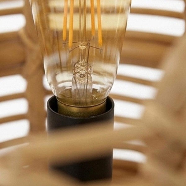 Lampe sur pied en rotin et bois de teck - Yumi