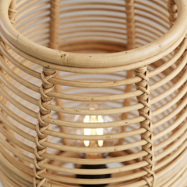 Lampe sur pied en rotin et bois de teck - Yumi