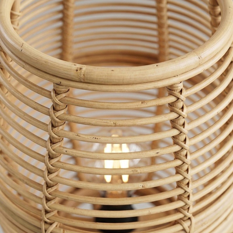 Lampe sur pied en rotin et bois de teck - Yumi