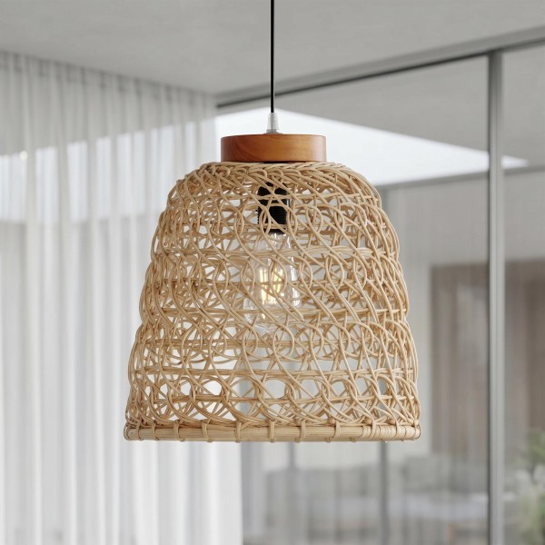 Lampe suspendue en rotin naturel - Meysa