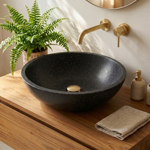 Vasque ronde en terrazzo noir diamètre 40 cm - Megha