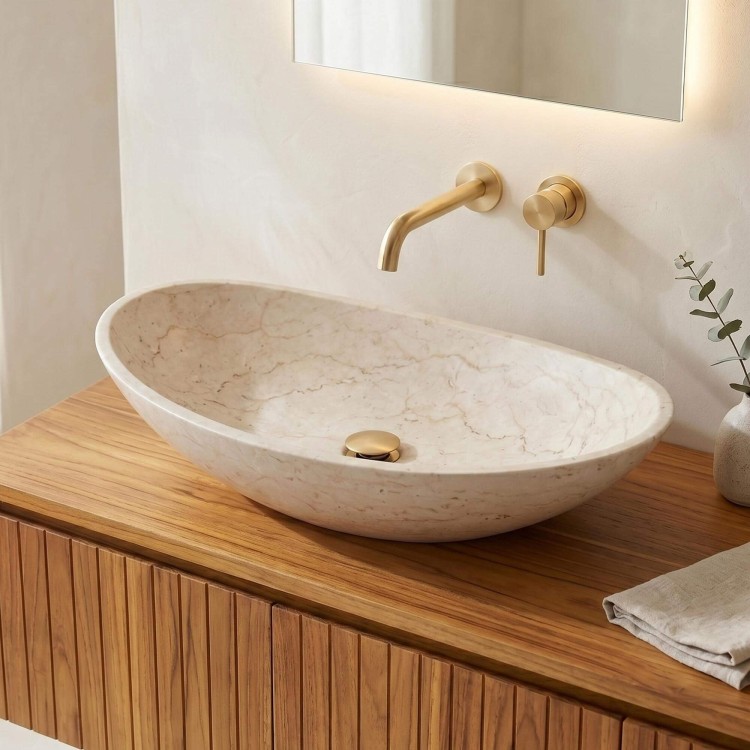 Vasque de salle bain à poser en pierre - Amethyst