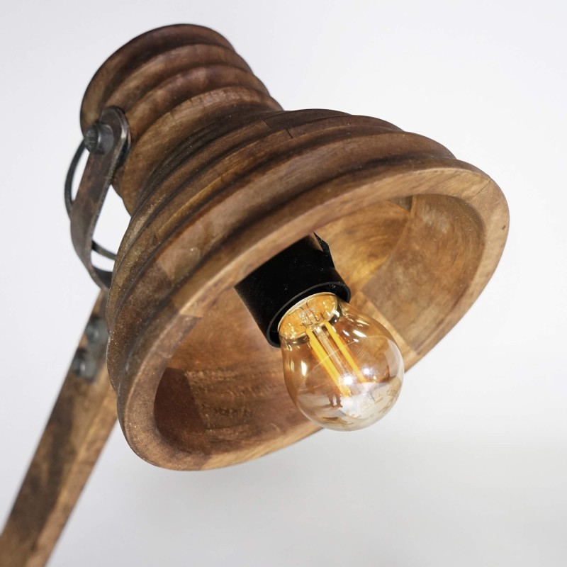 Lampe à poser style industriel en bois naturel - Norwood