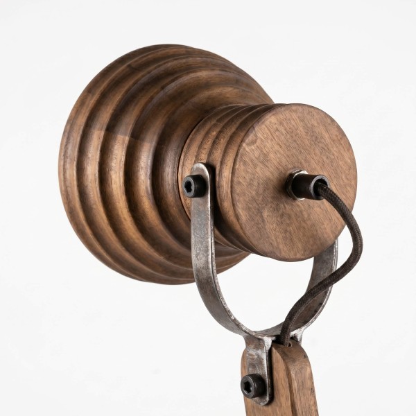 Lampe à poser style industriel en bois naturel - Norwood