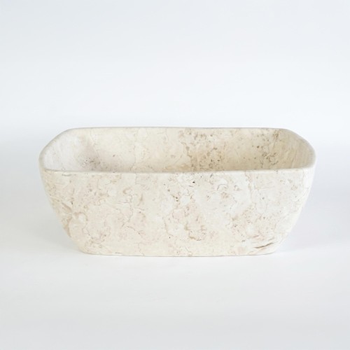 Vasque carrée de salle bain à poser en pierre - Sakura