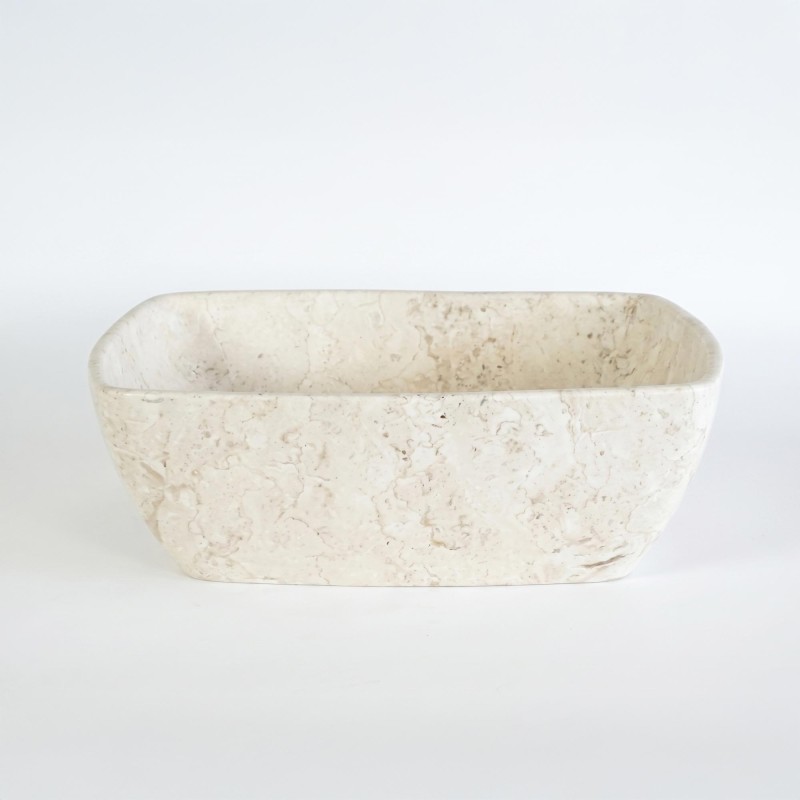 Vasque carrée de salle bain à poser en pierre - Sakura