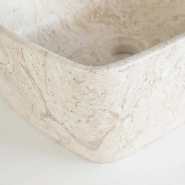 Vasque carrée de salle bain à poser en pierre - Sakura