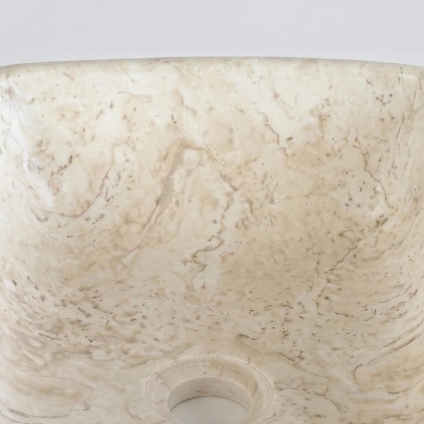 Vasque carrée de salle bain à poser en pierre - Sakura