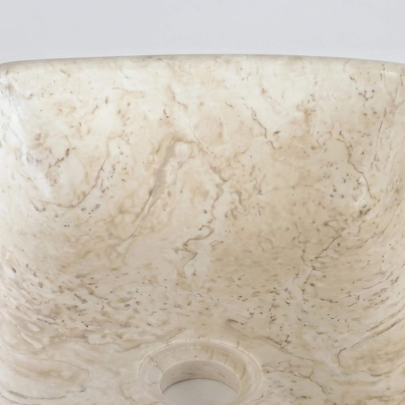 Vasque carrée de salle bain à poser en pierre - Sakura