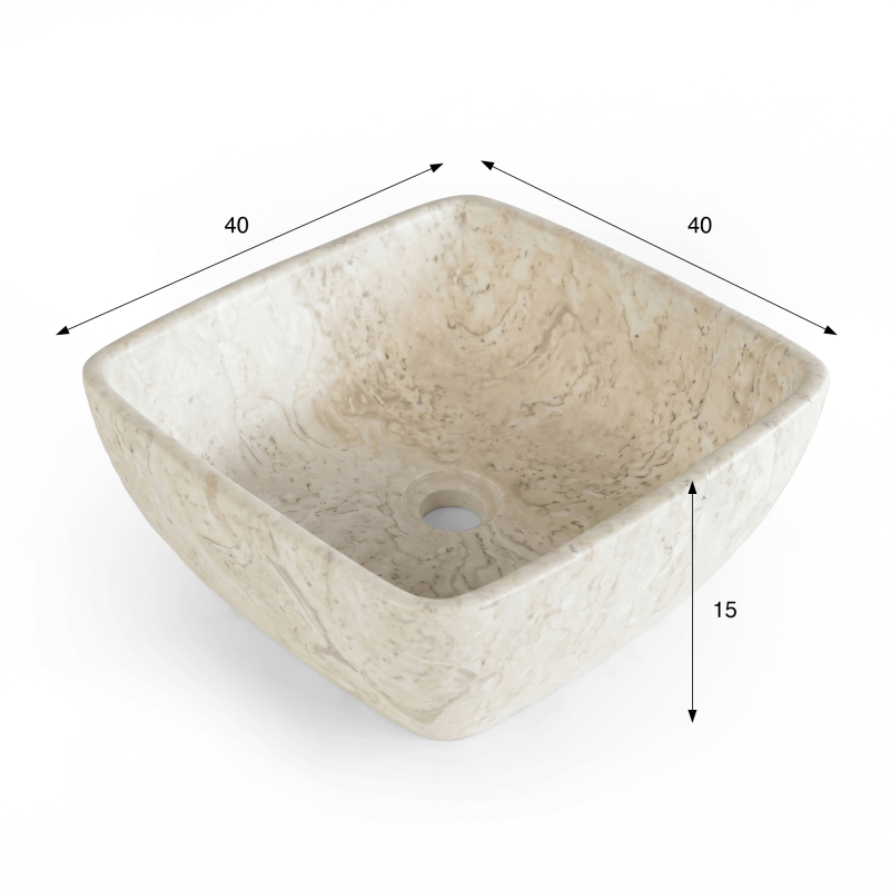 Vasque carrée de salle bain à poser en pierre - Sakura