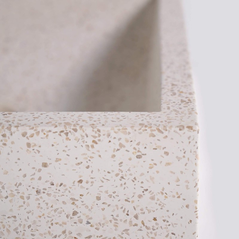 Vasque rectangulaire en terrazzo blanc 45 cm x 40 cm - Mayuri