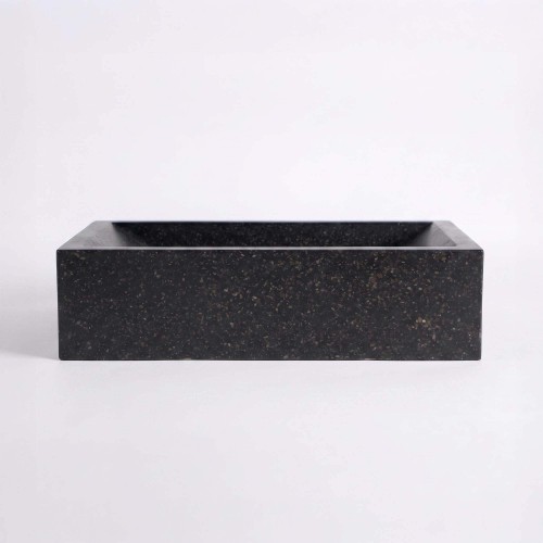 Vasque rectangulaire en terrazzo noir 45 cm x 40 cm - Mayuri