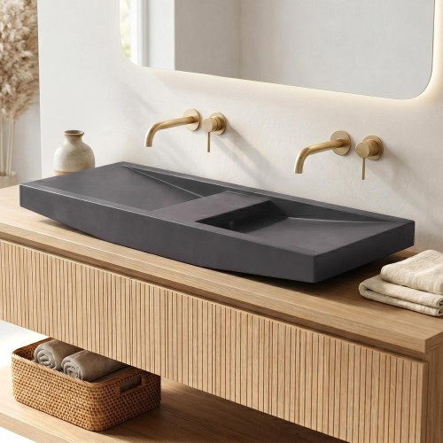 Double vasque en béton anthracite profond - Cementis