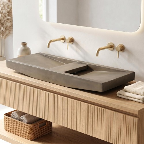 Double vasque en béton couleur naturelle - Cementis