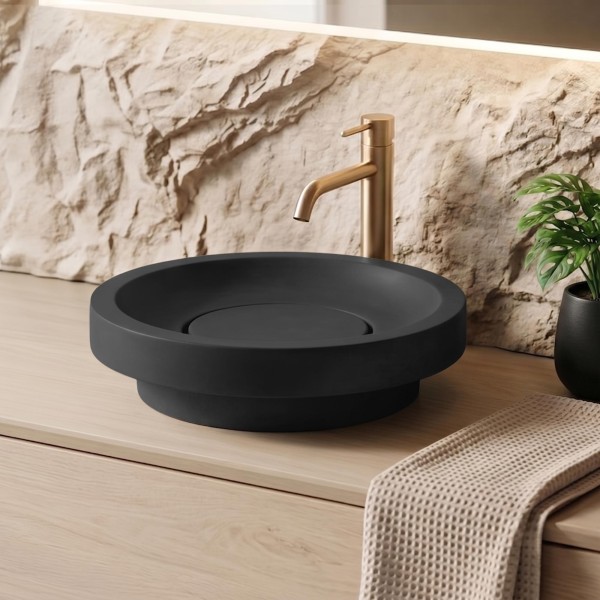 Vasque en béton ronde - Anthracite profond - Tellure