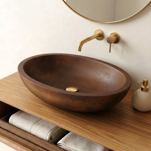 Vasque en béton ovale - Brun vintage - Raw Blend